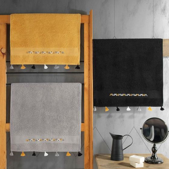 Cottonbox Embroidered Tasseled 3-piece Fit Towel Set