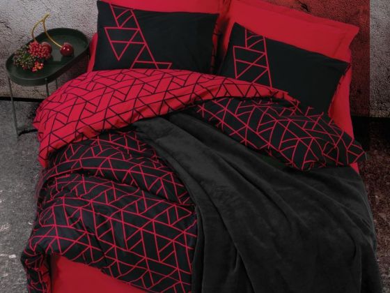 Cottonbox Cotton Blanket Shadow Double Duvet Cover Set Burgundy