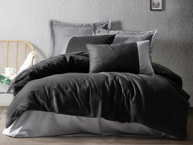Dowry World - Cottonbox Plain Double Duvet Cover Set Gray Black Gray Dowry World - Cottonbox Plain Double Duvet Cover Set Gray Black Gray