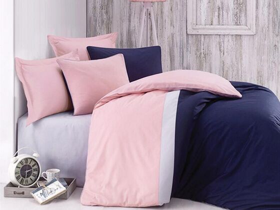 Cottonbox Plain Sports Ranforce Double Duvet Cover Set Navy Blue