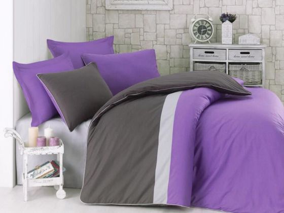 Cottonbox Plain Sports Ranforce Double Duvet Cover Set Purple