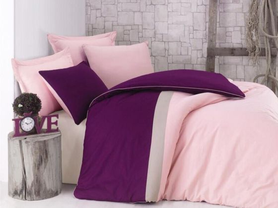  Cottonbox Plain Sport Ranforce Double Duvet Cover Set Plum