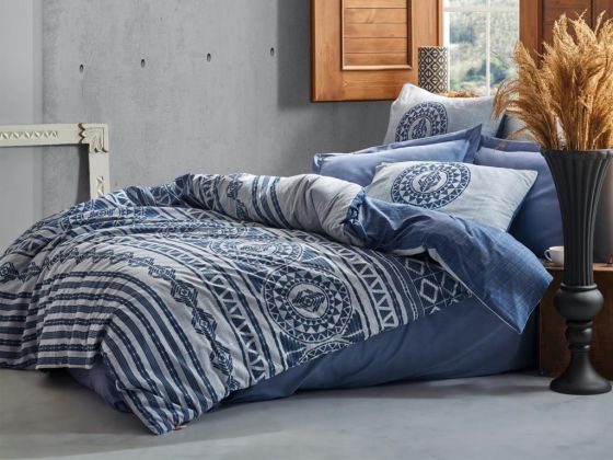 Cottonbox Toprak Norvin Double Duvet Cover Set Indigo