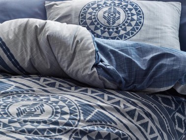 Cottonbox Toprak Norvin Double Duvet Cover Set Indigo - Thumbnail