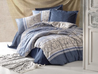 Cottonbox Toprak Greenhouse Double Duvet Cover Set Navy Blue - Thumbnail