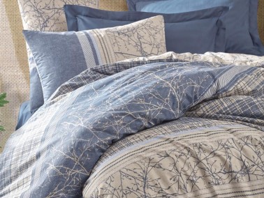 Cottonbox Toprak Greenhouse Double Duvet Cover Set Navy Blue - Thumbnail