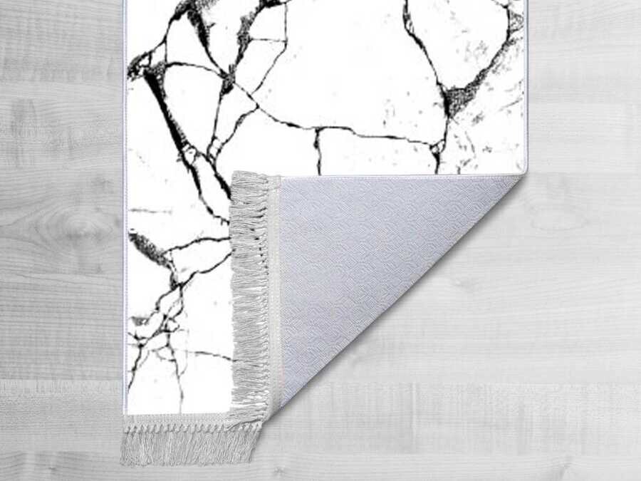سجاد مخملي بطباعة رقمية غير قابل للانزلاق أبيض Crack Wall 100x200 cm - Thumbnail