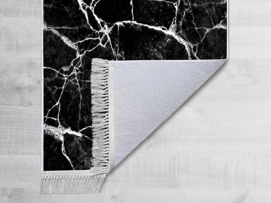 سجاد مخملي بطباعة رقمية غير قابل للانزلاق أسود أبيض Crack Wall 100x200 cm
