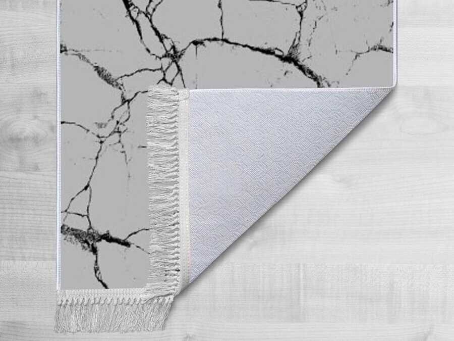 سجاد مخملي بطباعة رقمية غير قابل للانزلاق رمادي Crack Wall 100x200 cm - Thumbnail