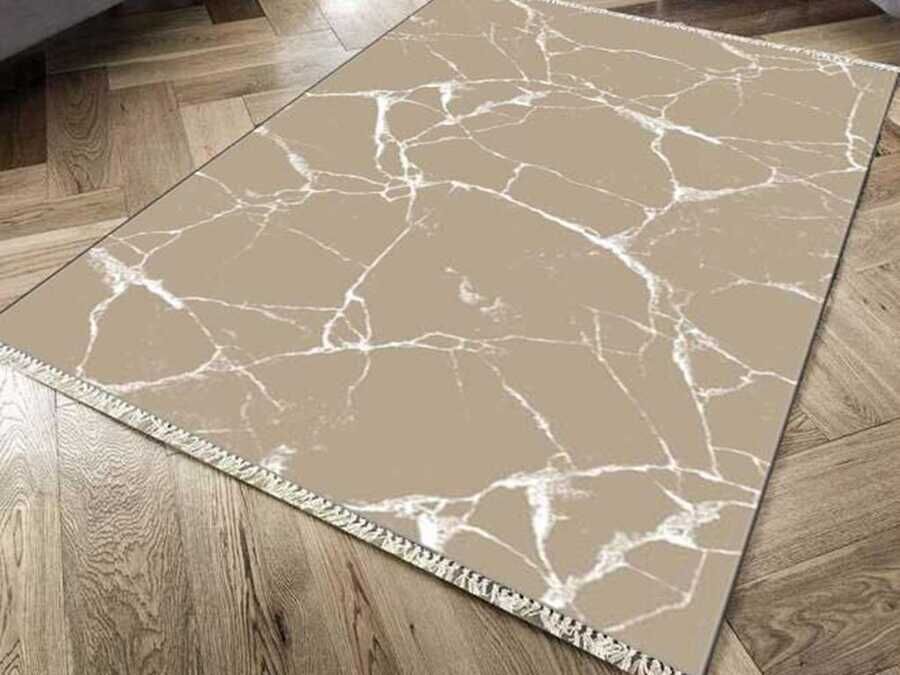 سجاد مخملي بطباعة رقمية غير قابل للانزلاق بيج Crack Wall 100x300 cm