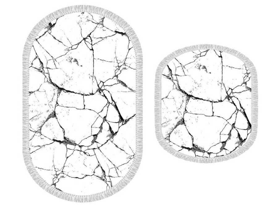 طقم دواسه حمام بيضاوي من قطعتين أبيض Crack Wall