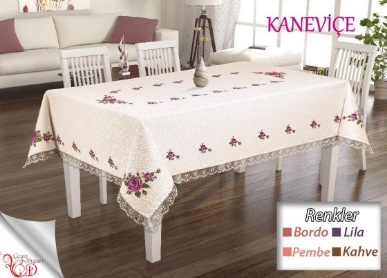 Cross-stitch Printed Laced Tablecloth 4 Color