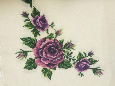 Cross-stitch Printed Laced Tablecloth 4 Color - Thumbnail