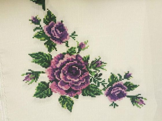 Cross-stitch Printed Laced Tablecloth 4 Color