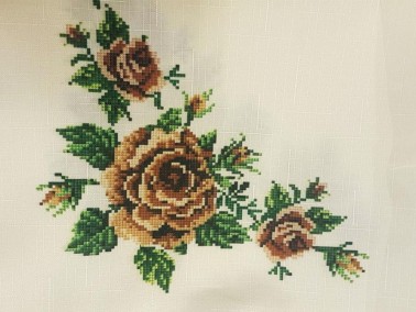 Cross-stitch Printed Laced Tablecloth 4 Color - Thumbnail