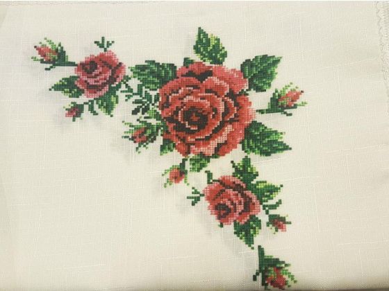 Cross-stitch Printed Laced Tablecloth 4 Color