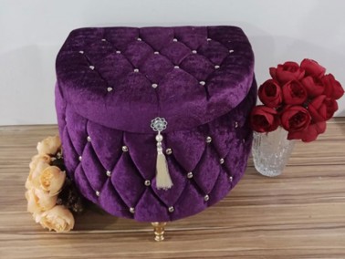 D Model Tasseled 2 Liter Dowry Chest Plum - Thumbnail