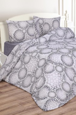 Daisy Bedding Set 4 Pcs, Duvet Cover, Bed Sheet, Pillowcase, Double Size, Self Patterned, Wedding, Daily use Gray - Thumbnail