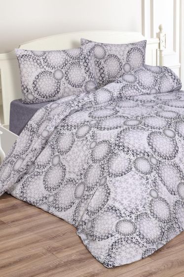 Daisy Bedding Set 4 Pcs, Duvet Cover, Bed Sheet, Pillowcase, Double Size, Self Patterned, Wedding, Daily use Gray