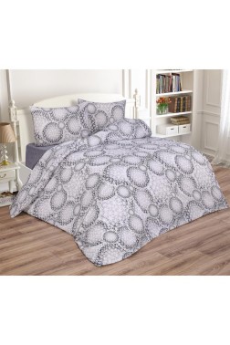 Daisy Bedding Set 4 Pcs, Duvet Cover, Bed Sheet, Pillowcase, Double Size, Self Patterned, Wedding, Daily use Gray - Thumbnail