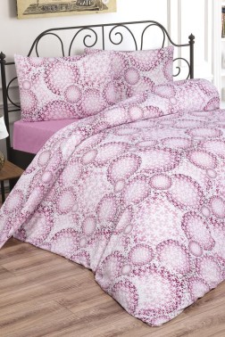Daisy Bedding Set 4 Pcs, Duvet Cover, Bed Sheet, Pillowcase, Double Size, Self Patterned, Wedding, Daily use Pink - Thumbnail