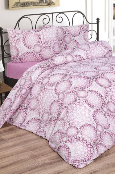 Daisy Bedding Set 4 Pcs, Duvet Cover, Bed Sheet, Pillowcase, Double Size, Self Patterned, Wedding, Daily use Pink