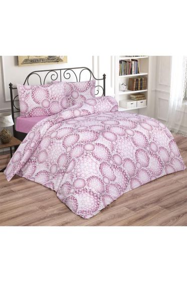 Daisy Bedding Set 4 Pcs, Duvet Cover, Bed Sheet, Pillowcase, Double Size, Self Patterned, Wedding, Daily use Pink