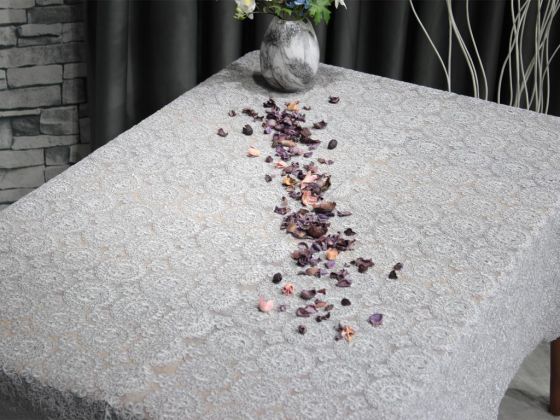 Daisy Cord Single Table Cloth Grey