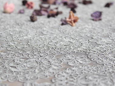 Daisy Cord Single Table Cloth Grey - Thumbnail