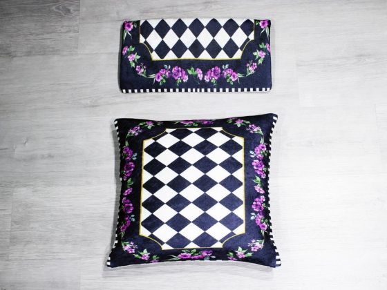 Dama 2 Pcs Velvet Pillow Cover Black