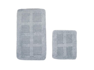 Dama Cotton 2 Piece Bath Mat Set Anthracite - Thumbnail