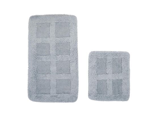 Dama Cotton 2 Piece Bath Mat Set Anthracite