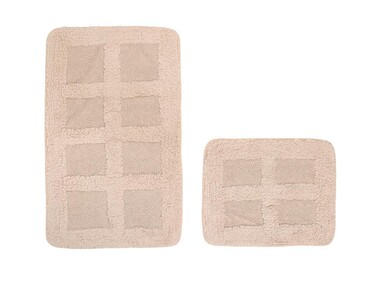 Dama Cotton 2 Piece Bath Mat Set Powder - Thumbnail