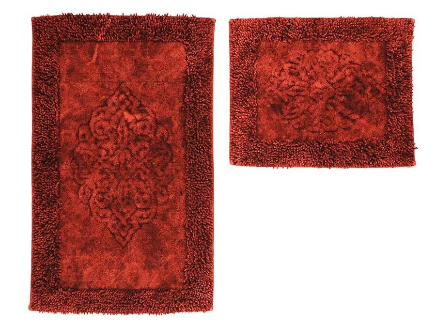 Çeyiz Diyarı - Damaks Towel 2 pcs-Bath Mat Red Çeyiz Diyarı - Damaks Towel 2 pcs-Bath Mat Red