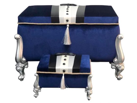 Groom Figured Avangarde 2 Pcs Dowery Chest Navy Blue