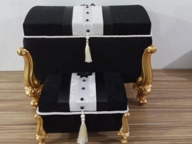 Groom Figured Avangarde 2 Pcs Dowery Chest Black - Thumbnail