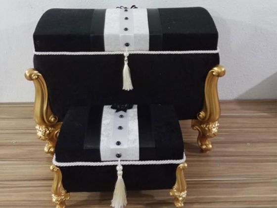 Groom Figured Avangarde 2 Pcs Dowery Chest Black