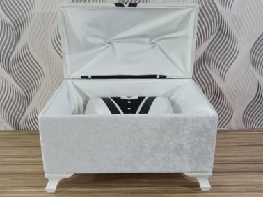 Groom Figured Cambered Plain 2 Liter Dowry Box White - Thumbnail