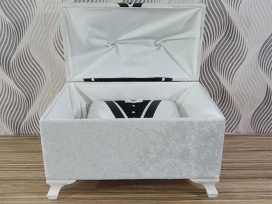 Groom Figured Cambered Plain 2 Liter Dowry Box White