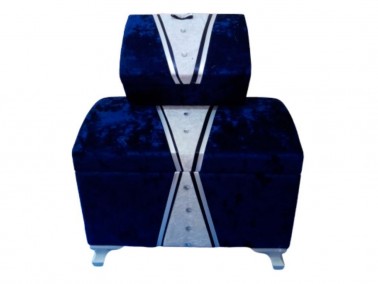 Dowry World - Groom Figured Cambered 2 Pcs Dowery Chest Navy Blue Dowry World - Groom Figured Cambered 2 Pcs Dowery Chest Navy Blue