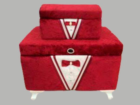 Groom Figured Plain 2 Liter Dowry Chest Claret Red