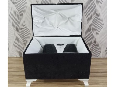 Groom Figured Velvet Double Dowry Chest Black - Thumbnail