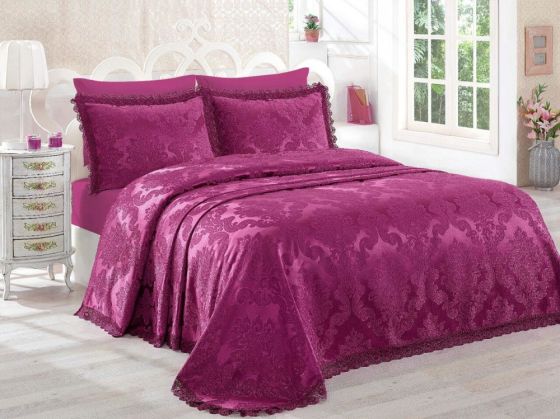 Dantela Ahsen Double Bedspread Fuchsia