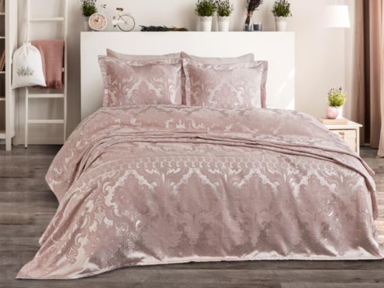 Lace Armada Jacquard Chenille Double Bedspread Powder