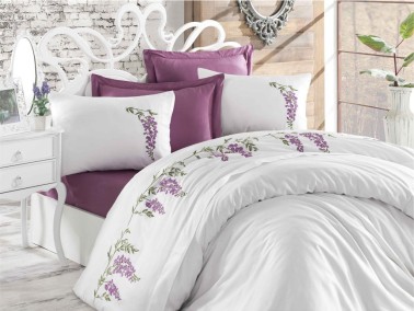 Begonville Embroidered Cotton Satin Duvet Cover Set - Thumbnail