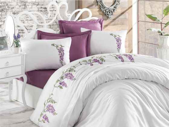 Begonville Embroidered Cotton Satin Duvet Cover Set