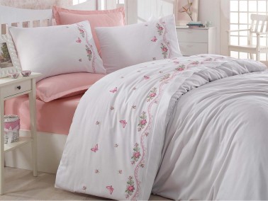 Dantela Bella Embroidered Cotton Satin Duvet Cover Set - Thumbnail