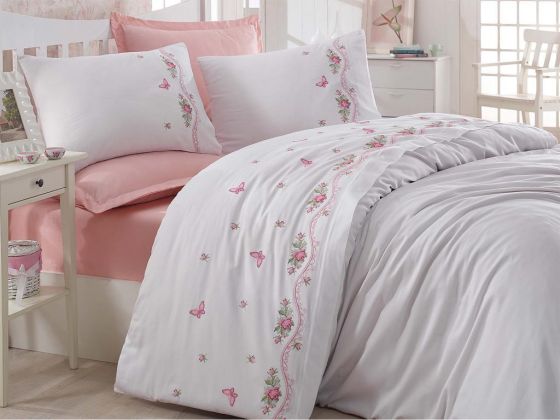 Dantela Bella Embroidered Cotton Satin Duvet Cover Set