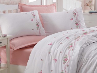 Dantela Bella Embroidered Cotton Satin Duvet Cover Set - Thumbnail