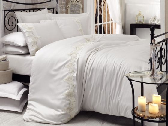 Dantela Eliz Guipure Duvet Cover Set Cream